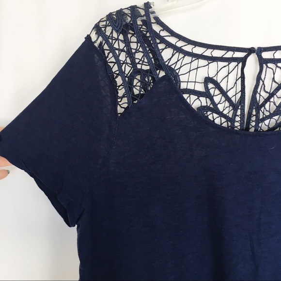 Torrid navy blue lace detail t-shirt size 1 - Picture 3 of 7